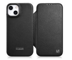 iCarer Premium Leder Folio Case für iPhone 14 (MagSafe) schwarz