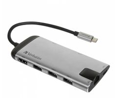 Verbatim USB-C – 3x USB 3.0, USB-C 3.1, HDMI 4K, RJ45, SD/Micro SD