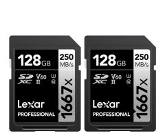 Lexar 2x128GB 1667x Professional SDXC UHS-II U3 V60