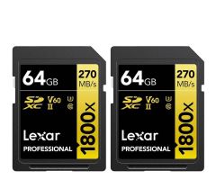 Lexar 2x64GB 1800x Professional SDXC UHS-II U3 V60