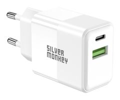Silver Monkey Ladegerät 20W USB-C PD, USB-A QC