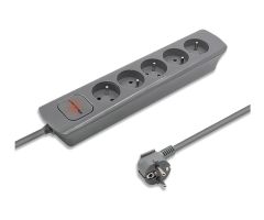 Qoltec Steckdosenleiste - 5 Steckdosen, 1,8 m, grau