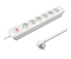 Qoltec Steckdosenleiste - 6 Steckdosen, 1,8m, weiß