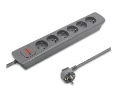 Qoltec Steckdosenleiste - 6 Steckdosen, 1,8 m, grau