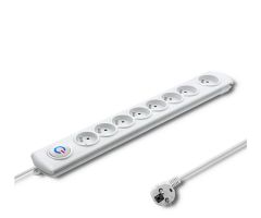 Qoltec Überspannungsschutzleiste - 8 Steckdosen, 1,5 m, weiß