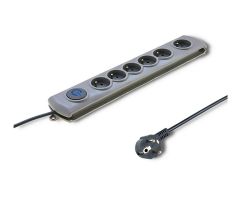 Qoltec Überspannungsschutzleiste - 6 Steckdosen, 5 m, grau