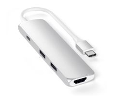 Satechi Aluminium Adapter Slim (USB-C, 4K HDMI, 2x USB-A) (silver)