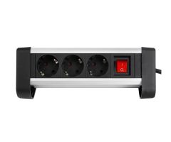 Spacetronik Steckdosenleiste SPS-T34BS – 3 Steckdosen 1,5 m silber und s