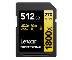 Lexar 512GB 1800x Professional SDXC UHS-II U3 V60
