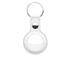 KeyBudz AirTag Schlüsselanhänger-Schutzhülle aus Leder für AirTag weiß