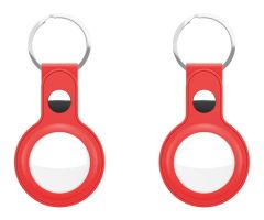 KeyBudz AirTag Schlüsselanhänger Lederetui für AirTag rot 2 Stück