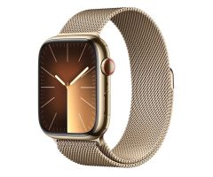 Apple Watch 9 LTE 45mm Edelstahl gold Milanaise-Armband gold