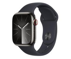 Apple Watch 9 LTE 41mm S/M Edelstahl graphit Sportarmband mitterna