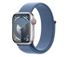 Apple Watch 9 LTE 41mm Aluminium silber Sport Loop winterblau