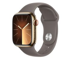 Apple Watch 9 LTE 41mm S/M Edelstahl gold Sportarmband tonbraun