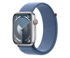 Apple Watch 9 LTE 45mm Aluminium silber Sport Loop winterblau