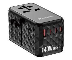 Verbatim UTA-10 GaN III USB-C PD 140W QC Universal-Reiseadapter