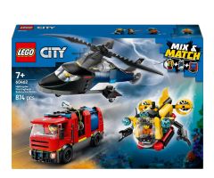 LEGO City 60462 Kombinationsset mit Hubschrauber, Löschauto und U-Boot