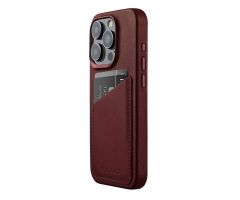 Mujjo FullLeatherWallet Case iPhone 15 Pro MagSafe burgundy