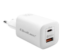 Qoltec GaN ULTRA 65W USB-C PD USB QC 3.0 Ladegerät