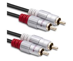 Qoltec Kabel 2x Cinch-Stecker / 2x Cinch-Stecker | 0,5m | Schwarz