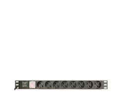 Gembird Rack - 8 Schuko-Steckdosen, 1 HE, 10 A, C14-Stecker, 3 m