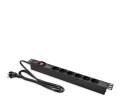 Qoltec Aluminium-Steckdosenleiste RACK PDU 19'' 1HE 16A 6xFR
