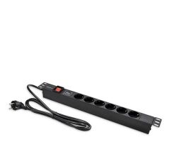 Qoltec Aluminium-PDU-Steckdosenleiste für RACK 19'' 1HE 16A 6xSCH