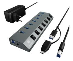 ICY BOX USB-C/USB-A-HUB – 7x USB-A (mit Schaltern)
