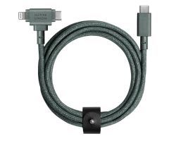 Native Union Gürtelkabel Duo USB-C – Lightning/USB-C 1,5 m schiefergrün