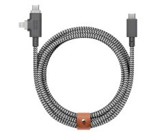 Native Union Gürtelkabel Duo Pro 240 W USB-C – Lightning/USB-C 2,4 m Zebra