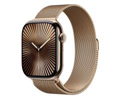 Apple Watch 10 46 mm/Titangehäuse Gold/Milanaise Armband Gold M/L LTE