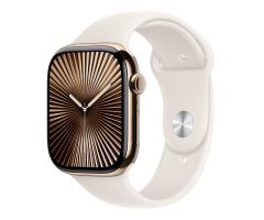 Apple Watch 10 42 mm/Titangehäuse Gold/ Sportarmband Blassrosa S/M LTE