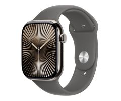 Apple Watch 10 46 mm/Titangehäuse Natur/Sportarmband Steingrau S/M LTE