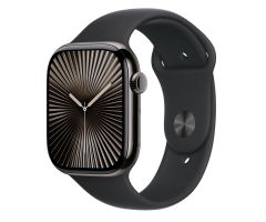 Apple Watch 10 42 mm/Titangehäuse Schiefer/Sportarmband Schwarz M/L LTE