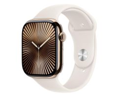 Apple Watch 10 46 mm/Titangehäuse Gold/Sportarmband Blassrosa S/M LTE