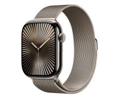 Apple Watch 10 46 mm/Titangehäuse Natur/Milanaise Armband Natur S/M LTE