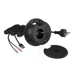 ICY BOX 4-Port-Tisch-Hub mit Schuko-Steckdose