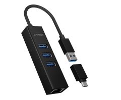 ICY BOX 4-Port 3x USB-A LAN-Hub