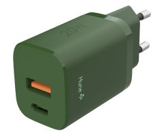 Hune GaN 20W USB-C + USB-A Wandladegerät Waldgrün