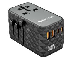 Verbatim Universeller Reiseadapter UTA-06 GaN III USB-C PD 100W QC
