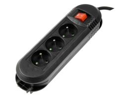 Hama STECKDOSENLEISTE "COMFORT" 3GN, 3M (SCHWARZ) + SCHALTER