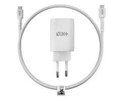 NEXT ONE Schnelles 35W GaN 2xUSB-C Wandladegerät mit USB-C Kabel weiß