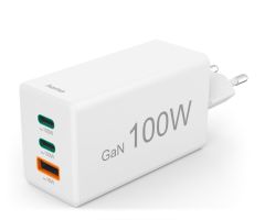 Hama MINI 100W PD/QC WAND-LADEGERÄT 2X USB-C, 1X USB-A WEISS