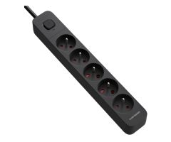 Silver Monkey Überspannungsschutzleiste 5 Steckdosen 16A/230V 1,5m schwarz