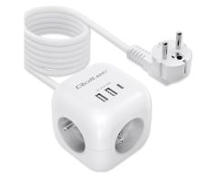 Qoltec Power Cube Verlängerungskabel 6in1 3x AC 2x USB 1x USB-C 2m