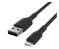 Belkin Belkin USB-A-auf-Lightning-Kabel, geflochten, 0,15 m, Schwarz