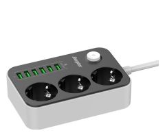 Energizer Steckdosenleiste mit Schalter 4 Steckdosen, 4 USB-A Buchsen,