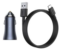 Baseus Golden Contactor Pro Car Charger U+U Grey + cable