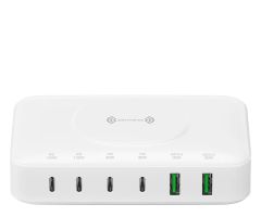 4smarts 7-in-1-Ladestation 100 W  mit kabellosem Laden, weiß
